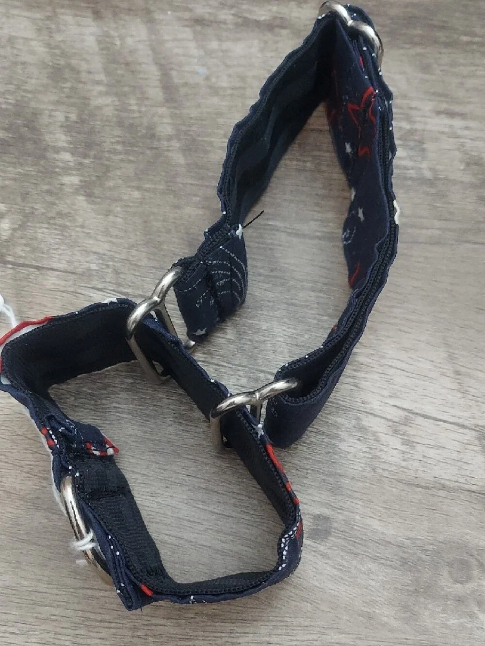 Custom Martingale Dog Collar Fourth of July Patriotic Stars Navy Whippet 1.5